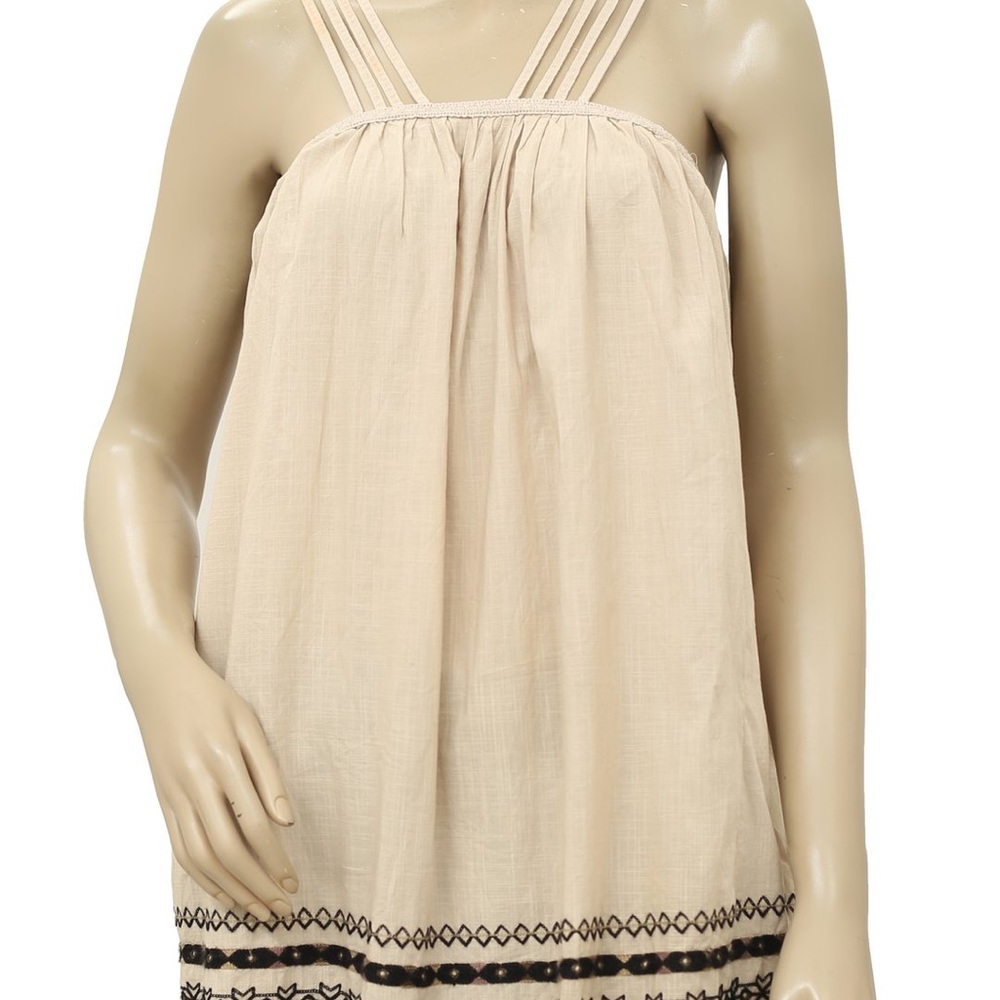 Structured Cotton Batiste Kashmir A-Lines Tent Dress in Biscotti M - Picture 3 of 8